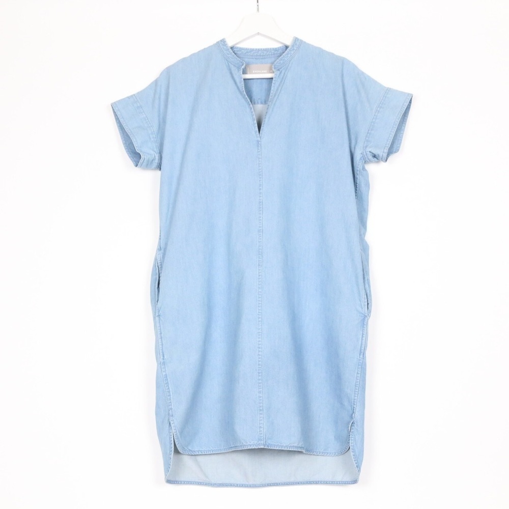 Everlane Split Neck Chambray Shirt Dress